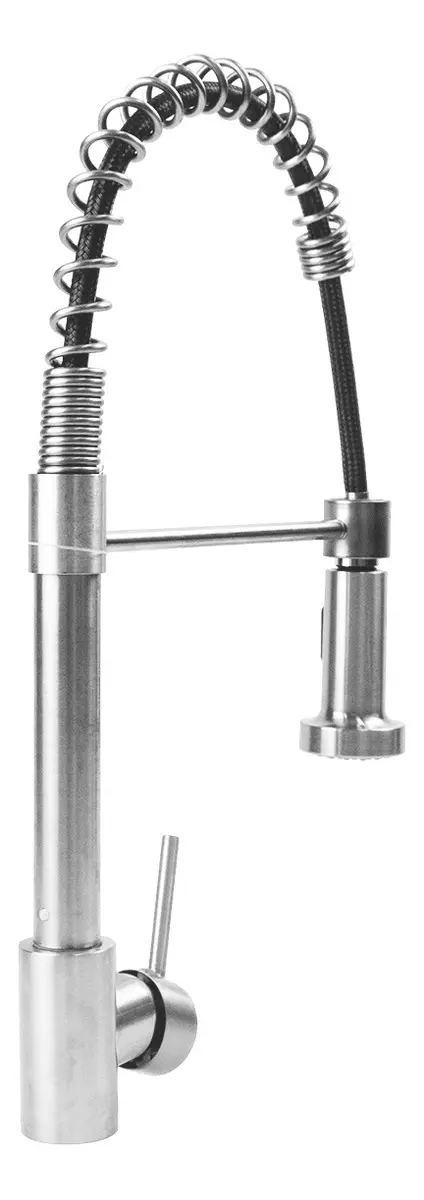 Grifería Cocina Gourmet Monocomando Dakota Cuello Extensible Color Plateado Gris Brillante