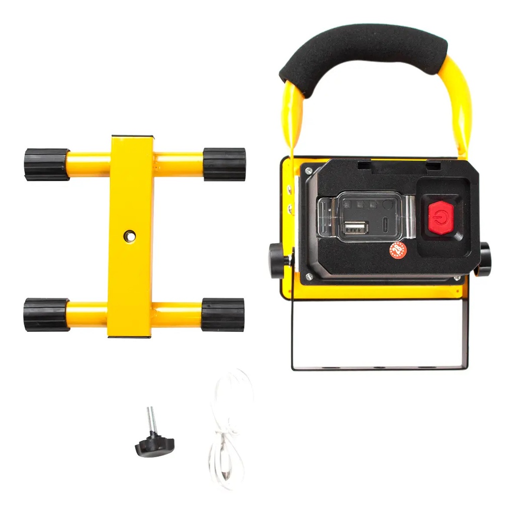 Reflector Led 30w Dakota Portátil Usb Con 3 Modos Luz Alta Medio Bajo Negro/amarillo Blanca