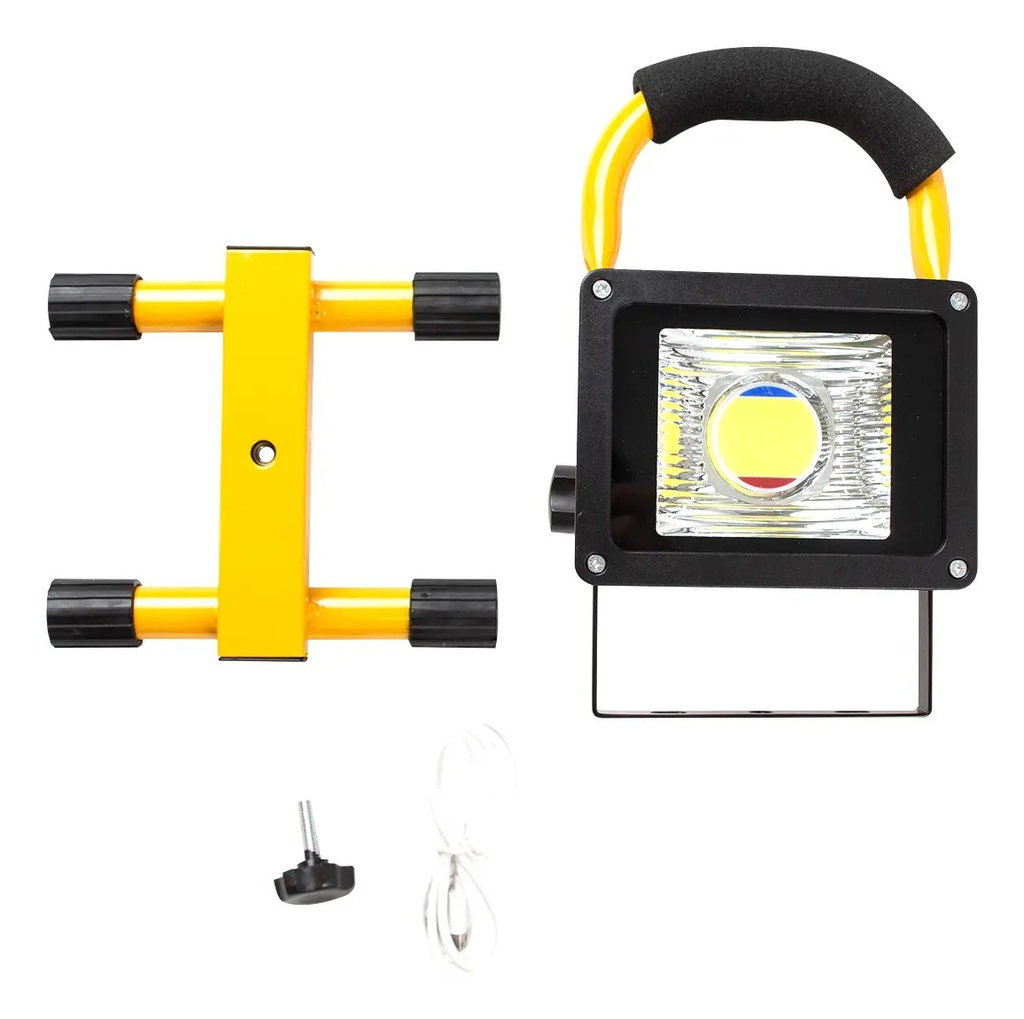 Reflector Led 30w Dakota Portátil Usb Con 3 Modos Luz Alta Medio Bajo Negro/amarillo Blanca