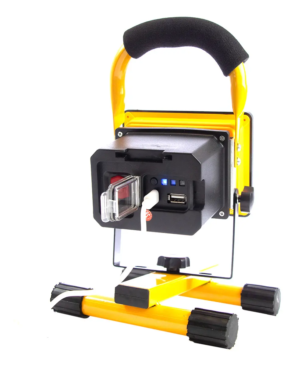 Reflector Led 30w Dakota Portátil Usb Con 3 Modos Luz Alta Medio Bajo Negro/amarillo Blanca