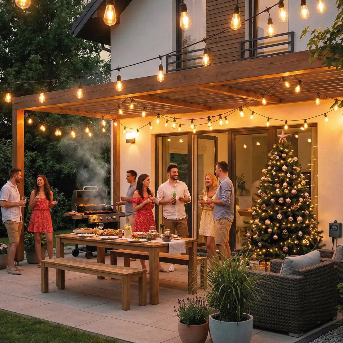Guirnalda Luces Led Solar Exterior 5m 10 Focos Vintage Luz Cálida Cálido