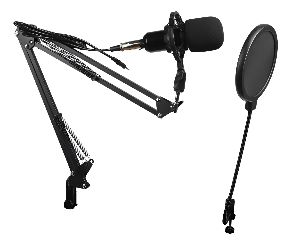 Kit Micrófono Omnidireccional Dakota Soporte Brazo Antipop Negro