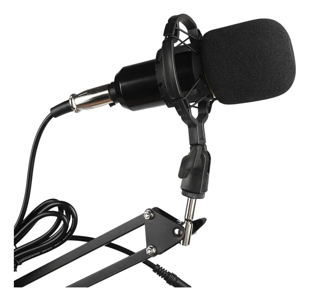 Kit Micrófono Omnidireccional Dakota Soporte Brazo Antipop Negro