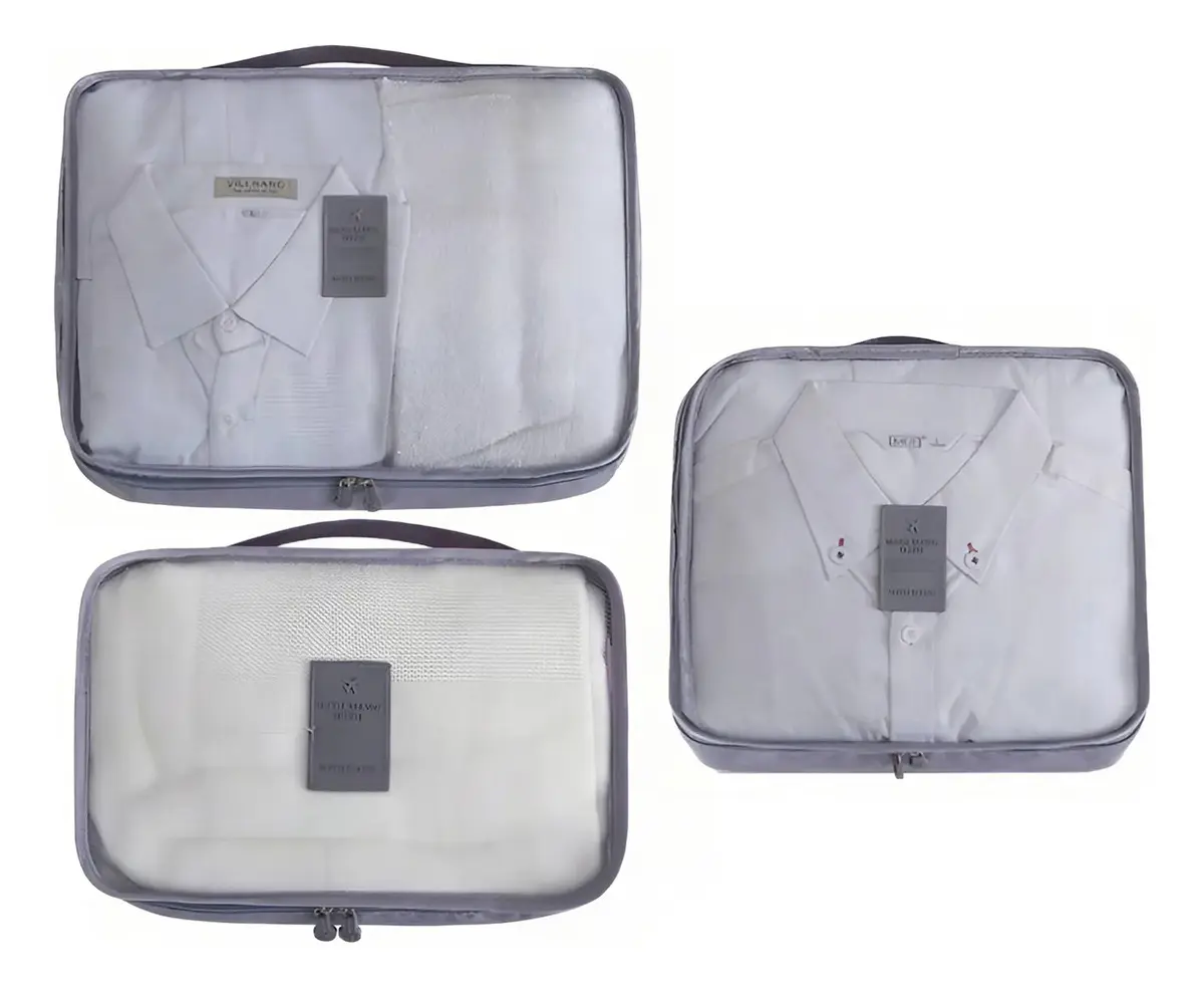 Organizador De Valija Set X6 Piezas Estuche Neceser Multiuso Gris