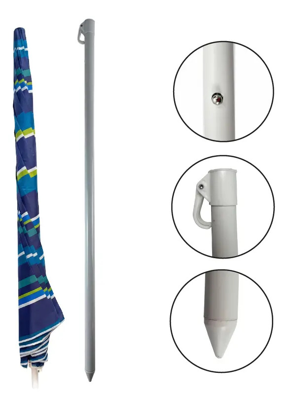 Parasol Sombrilla Articulada 260cm Dakota Playa Camping Color Azul Rayado Rayas