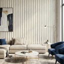 Pack X3 Paneles Decorativos Listonados Dakota Slat Wall Simil Madera Gris Con Detalles Dorado 290cm X 14,4cm Revestimiento Pared Varillado Acanalado Interior Moderno Cubre 1,25m²