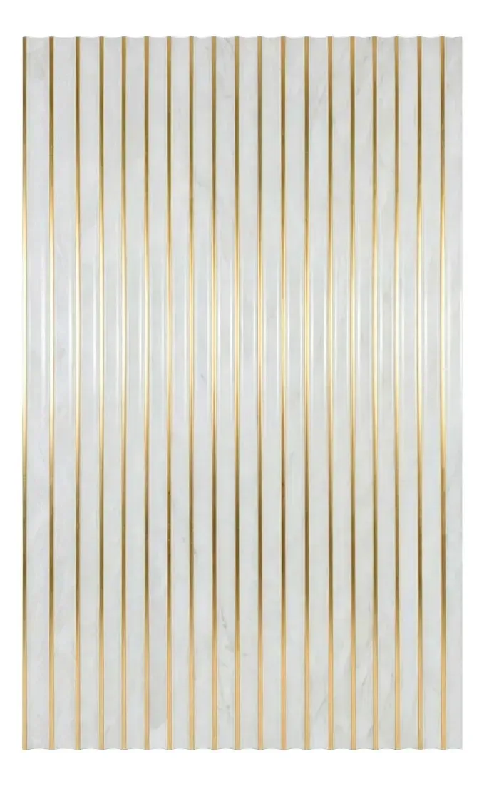 Pack X3 Paneles Decorativos Listonados Dakota Slat Wall Simil Madera Gris Con Detalles Dorado 290cm X 14,4cm Revestimiento Pared Varillado Acanalado Interior Moderno Cubre 1,25m²