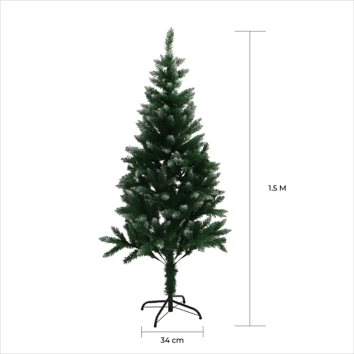 Árbol De Navidad Puntas Nevadas 1,50 Metros Pino Artificial Con Base Verde Oscuro