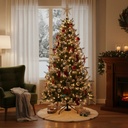 Árbol De Navidad Puntas Nevadas 1,50 Metros Pino Artificial Con Base Verde Oscuro