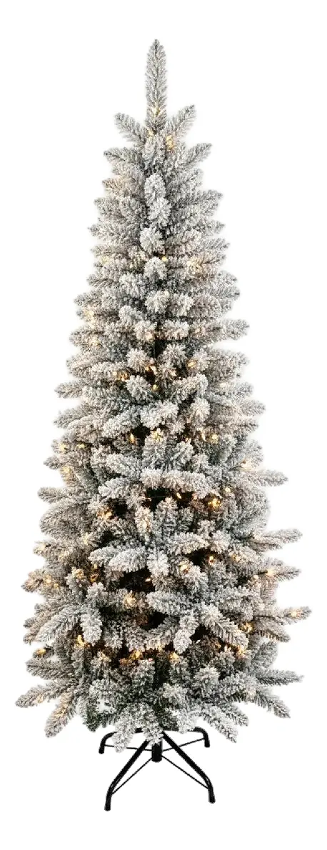 Árbol De Navidad Nevado Con Luces 1,20 Mts Pino Artificial Decorativo Con Base Verde Oscuro