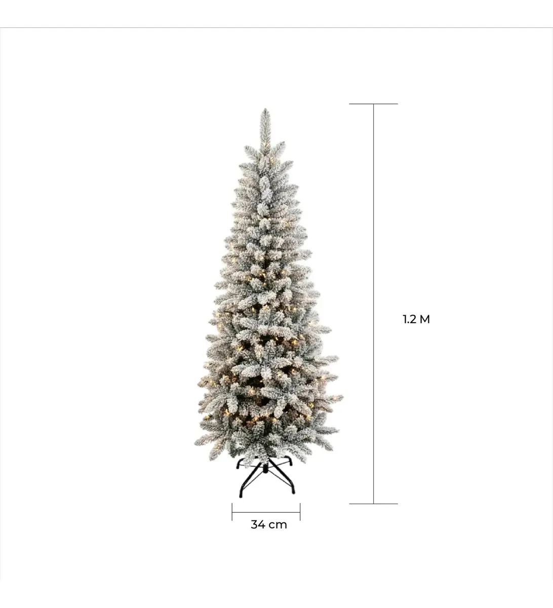 Árbol De Navidad Nevado Con Luces 1,20 Mts Pino Artificial Decorativo Con Base Verde Oscuro