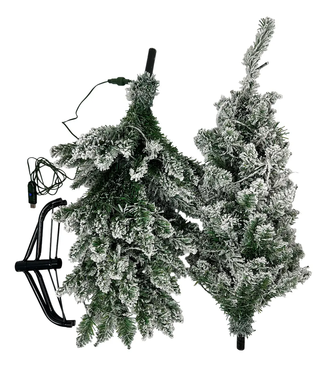 Árbol De Navidad Nevado Con Luces 1,20 Mts Pino Artificial Decorativo Con Base Verde Oscuro