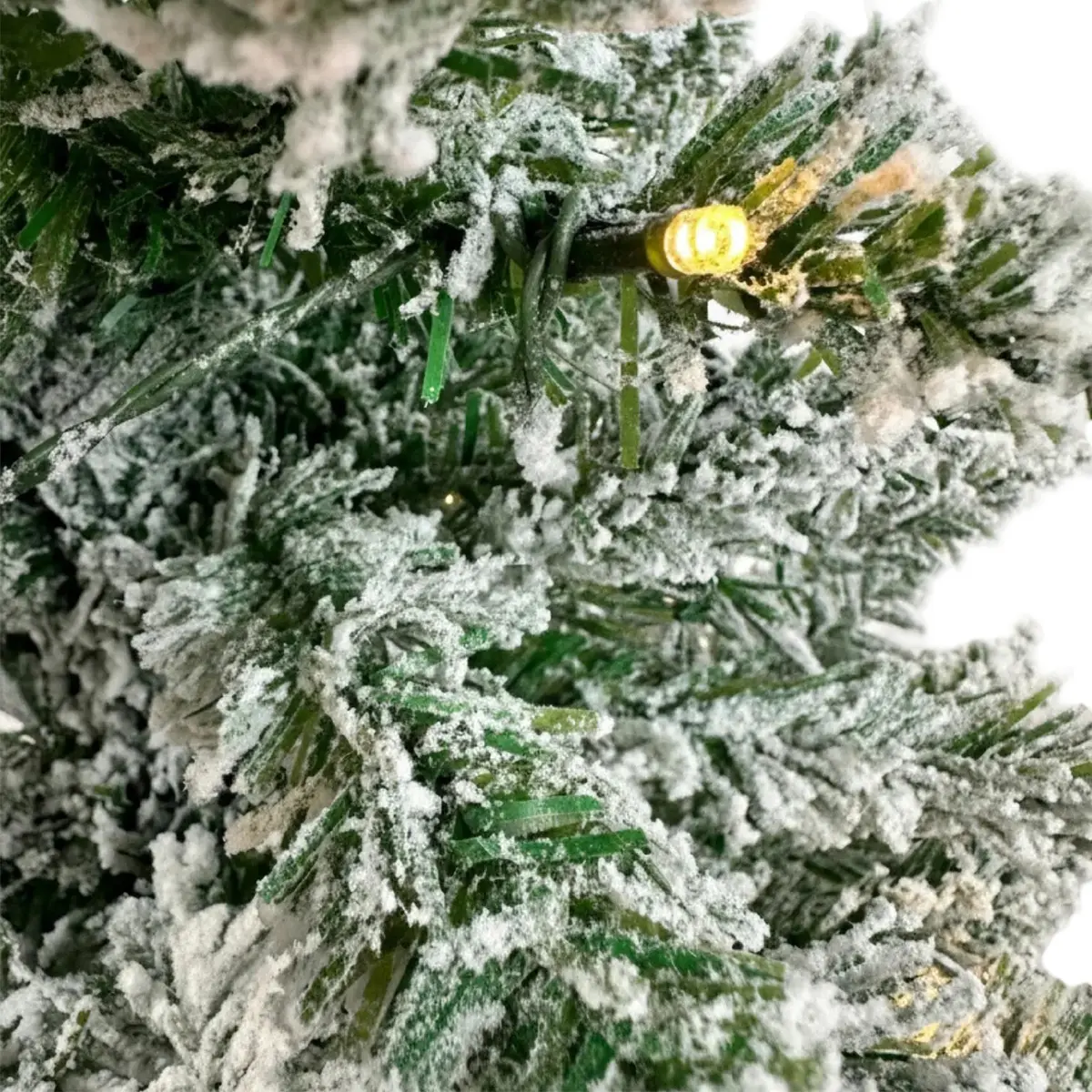 Árbol De Navidad Nevado Con Luces 1,20 Mts Pino Artificial Decorativo Con Base Verde Oscuro