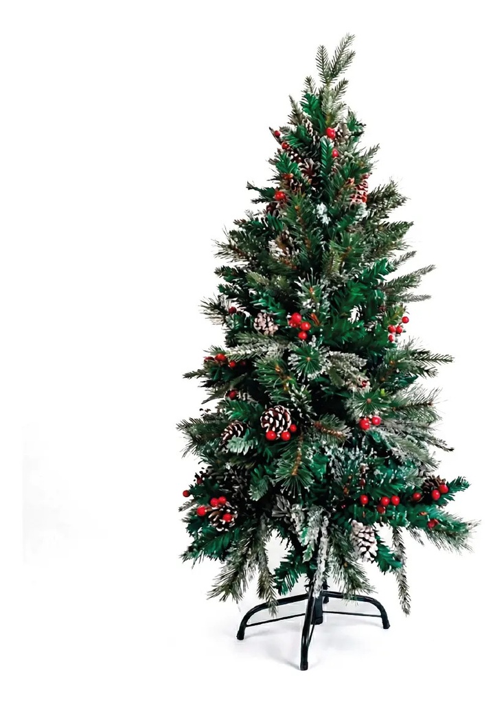 Árbol De Navidad Nevado 1,20 Mts Pino Artificial Con Base Metálica Verde