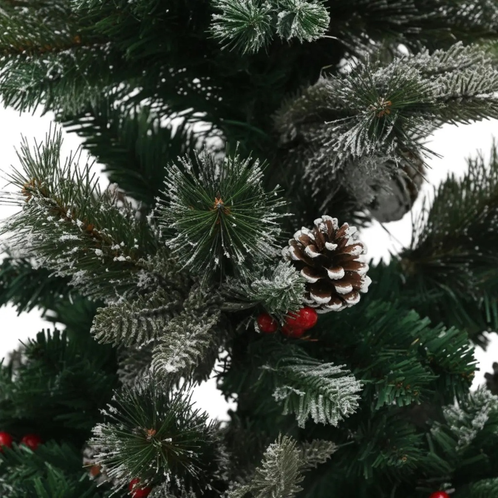 Árbol De Navidad Nevado 1,20 Mts Pino Artificial Con Base Metálica Verde