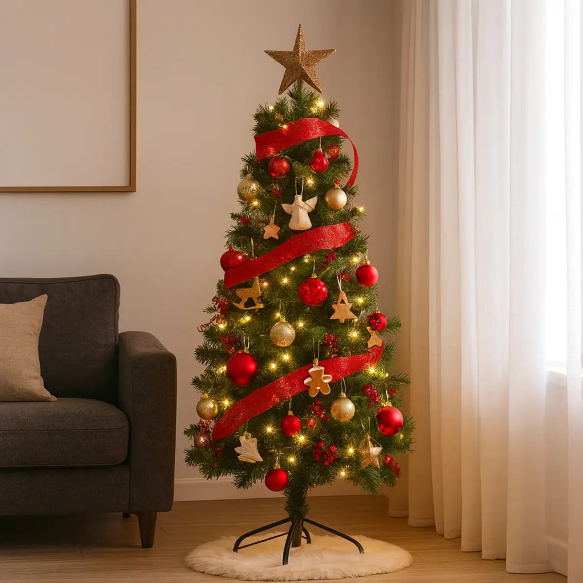 Árbol De Navidad Nevado 1,20 Mts Pino Artificial Con Base Metálica Verde