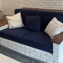 Funda Sillon Elastizada 2 Cuerpos Dakota Azul Ajustable Antideslizante Lavable Stretch 140-180cm Protector Sofa 2 Plazas Premium Lisa