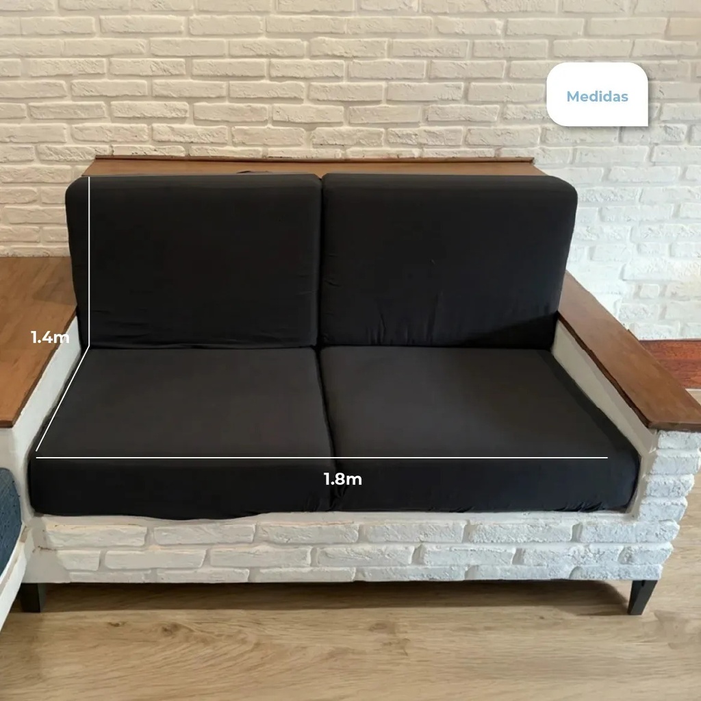 Funda Sillón Elastizada 2 Cuerpos Dakota Negra 140-180cm Ajustable Negro Lisa