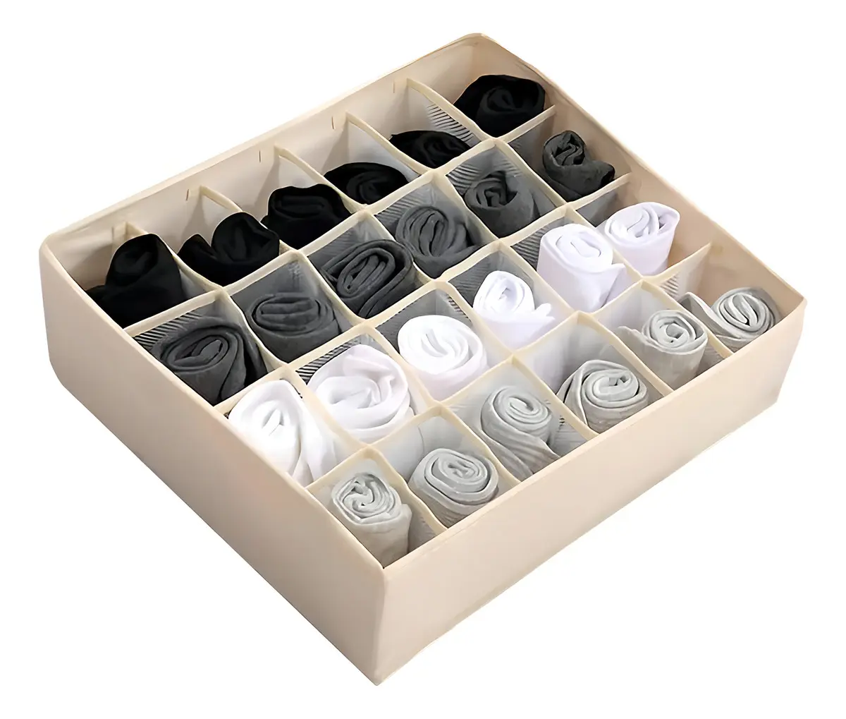 Organizador De Cajón Ropa Interior Dakota Oc240 Plegable 24 Divisiones Beige
