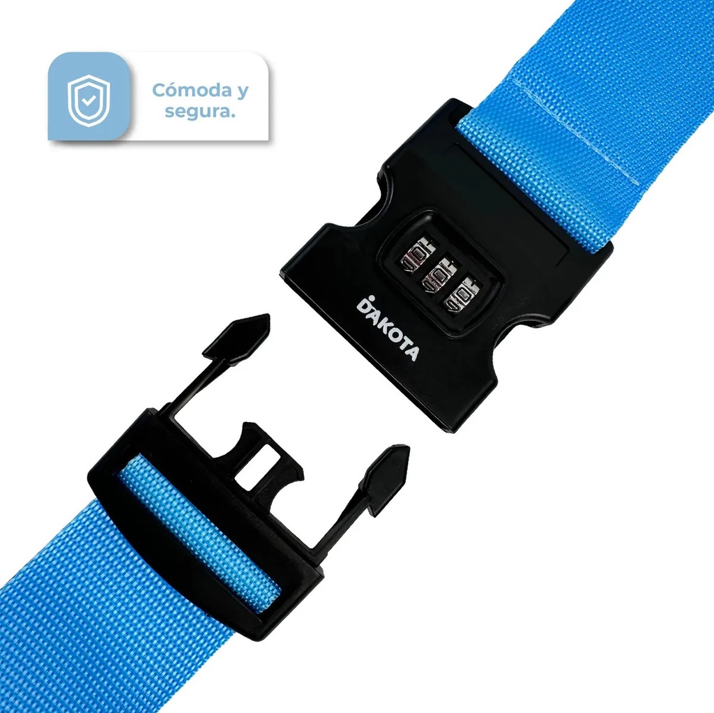 Correa De Seguridad Para Valijas Dakora Con Combinación Numérica Ajustable De 2 Metros En Color Celeste