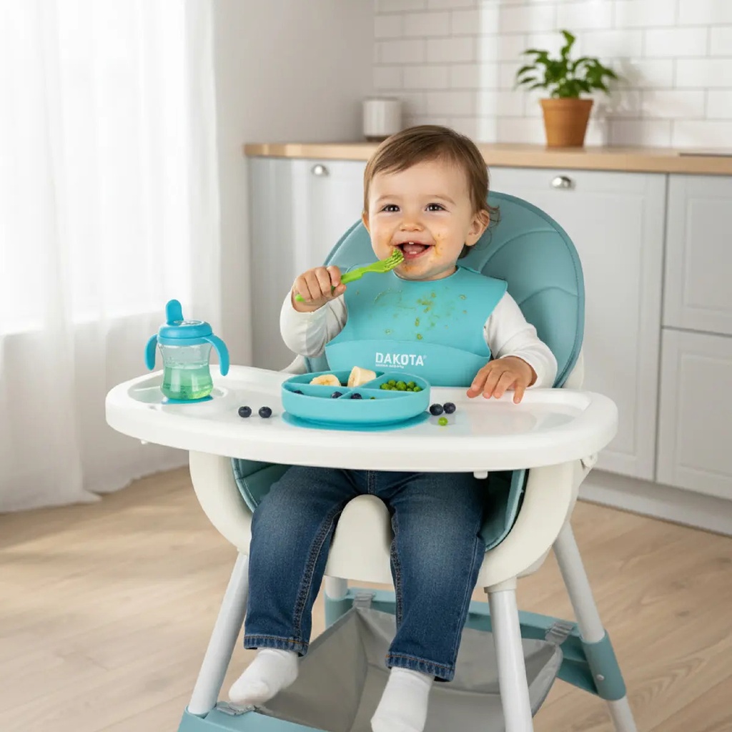 Combo Silla De Comer Bebé 2en1 Ajustable Dakota + Gimnasio Piano Con Luz Y Sonido