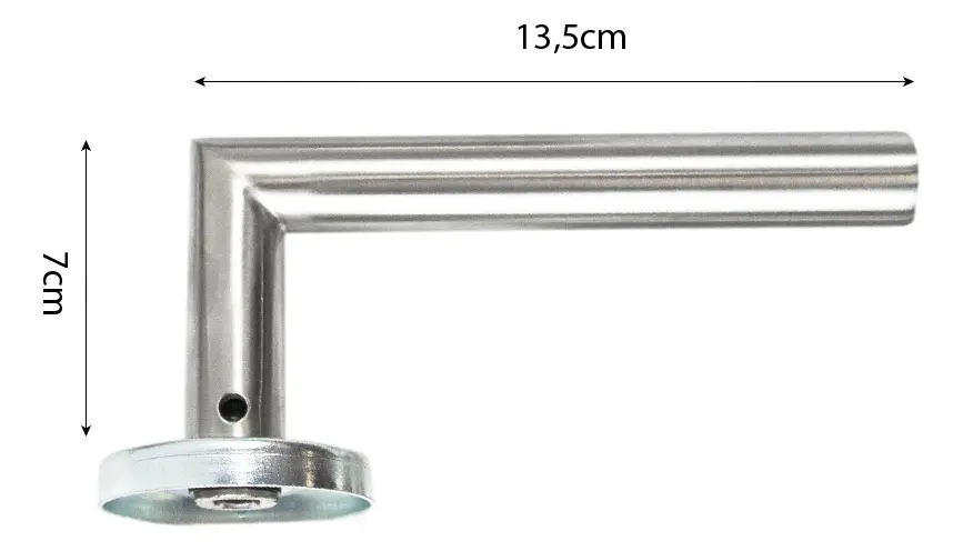 Combo 2 Manijas Picaporte Recta Dakota Acero Inoxidable Cromado Derecha E Izquierda + Accesorios Fijación Plateado