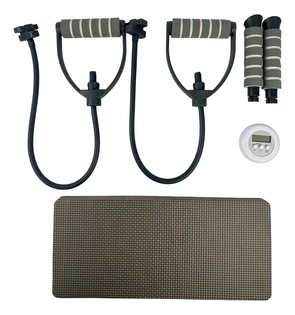 Tabla De Pilates Reformer Multifunción 5 En 1 Plegable Con Bandas Y Temporizador Negra Negro