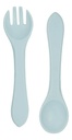 Set Plato Cubiertos Babero Silicona Dakota Completo 5 Piezas Color Gris Claro