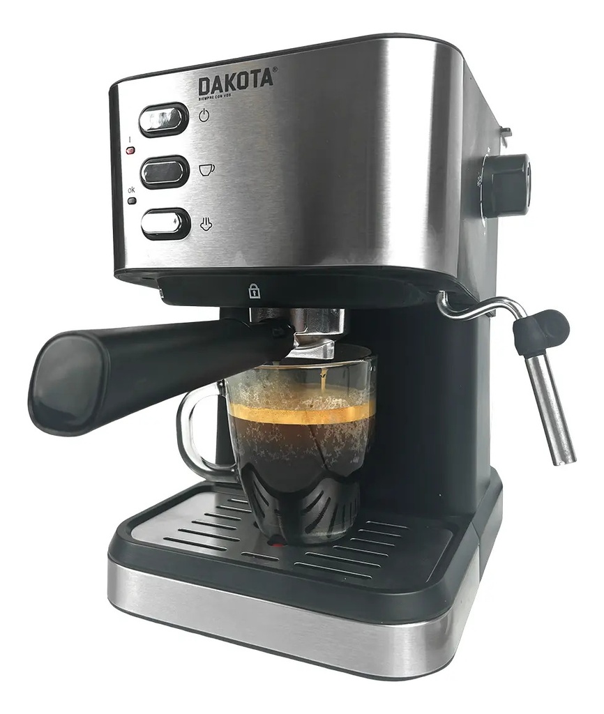 Cafetera Espresso Dakota 2 En 1 20 Bares 1.5l Con Espumador Plateado/negro