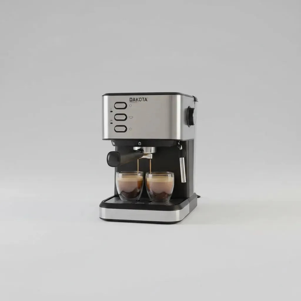 Cafetera Espresso 20 Bares Dakota Con Espumador Para Café Molido + 4 Tazas Doble Vidrio 250 Ml + Café Martínez 250 G De Regalo Acero Inoxidable