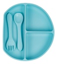 Set Plato Cubiertos Babero Silicona Dakota Completo 5 Piezas Color Celeste