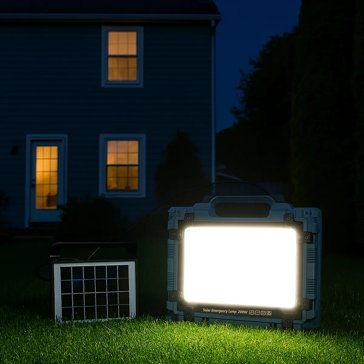 Reflector Solar Led 200w Dakota Con Panel Solar Azul Acero Blanco Frío, Calido
