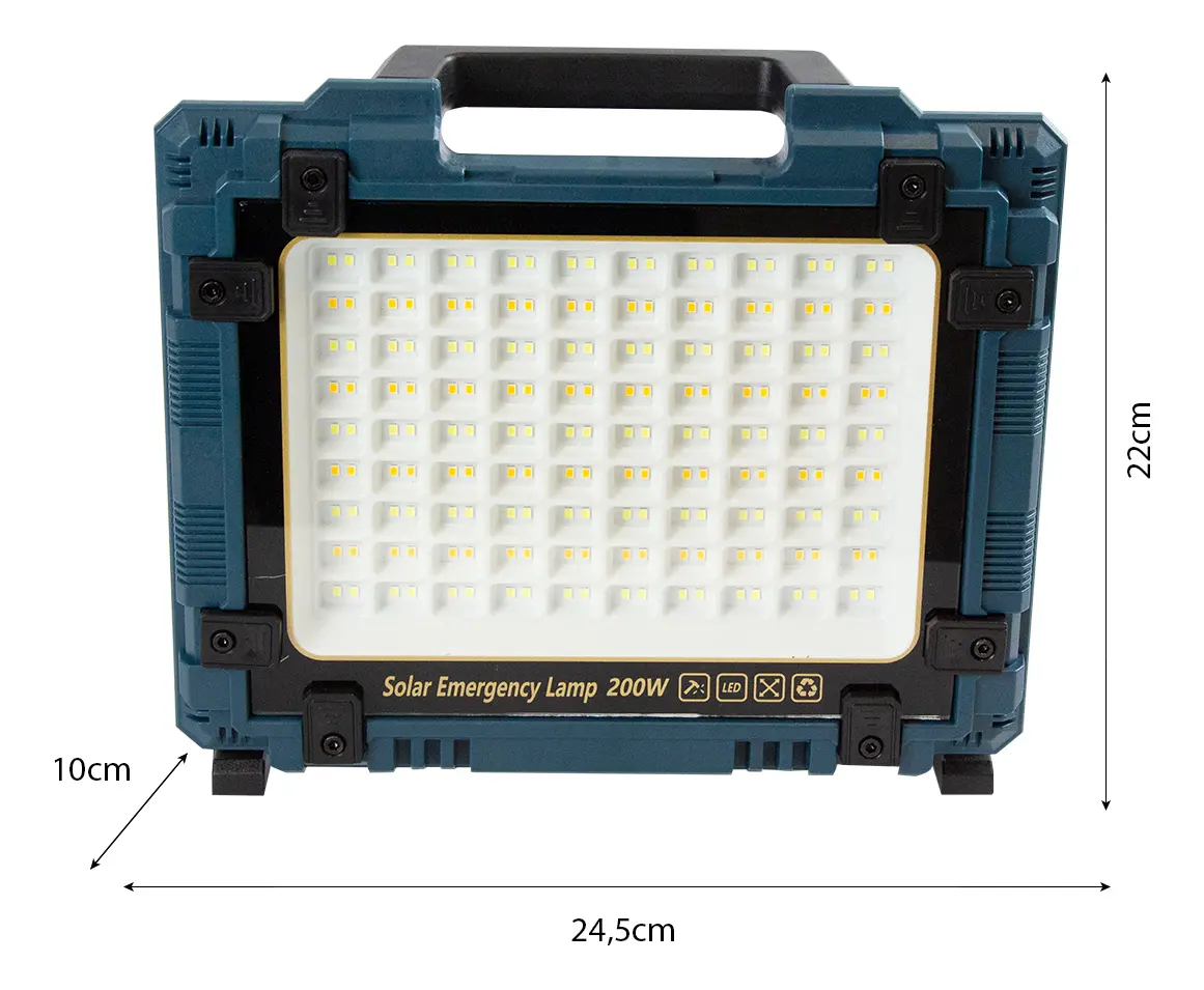 Reflector Solar Led 200w Dakota Con Panel Solar Azul Acero Blanco Frío, Calido