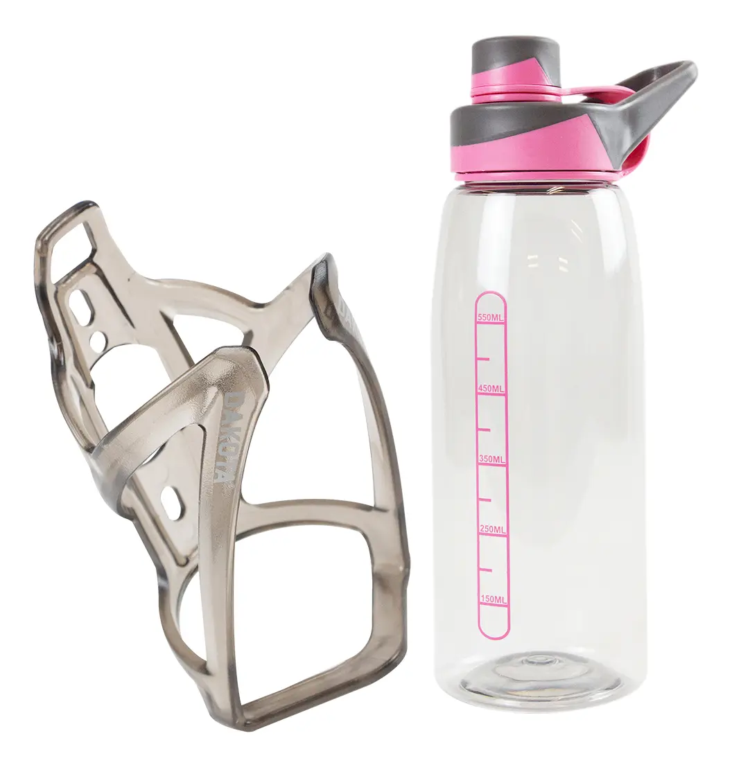 Kit Portacaramañola Botella Plástico  Rosa Gris Bicicleta Rosa
