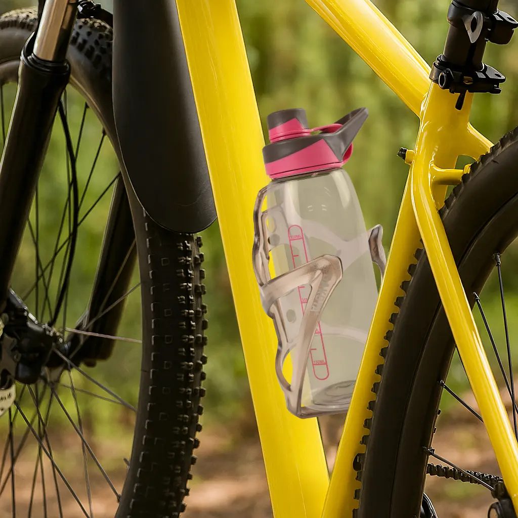 Kit Portacaramañola Botella Plástico  Rosa Gris Bicicleta Rosa