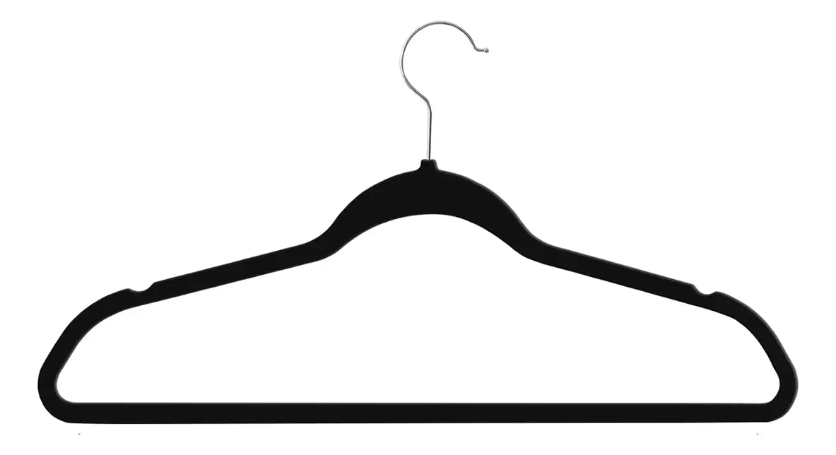 Set X25 Perchas De Terciopelo Dakota Antideslizante Premium Color Negro Negro Azabache