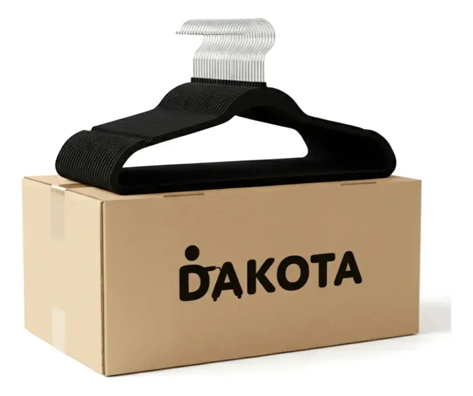 Set X50 Perchas De Terciopelo Dakota Antideslizante Premium Color Negro Negro Azabache