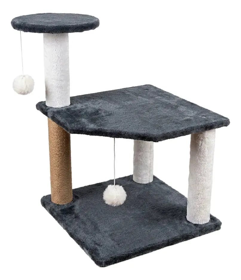Torre Rascador Para Gatos Dakota 2 Niveles Gris