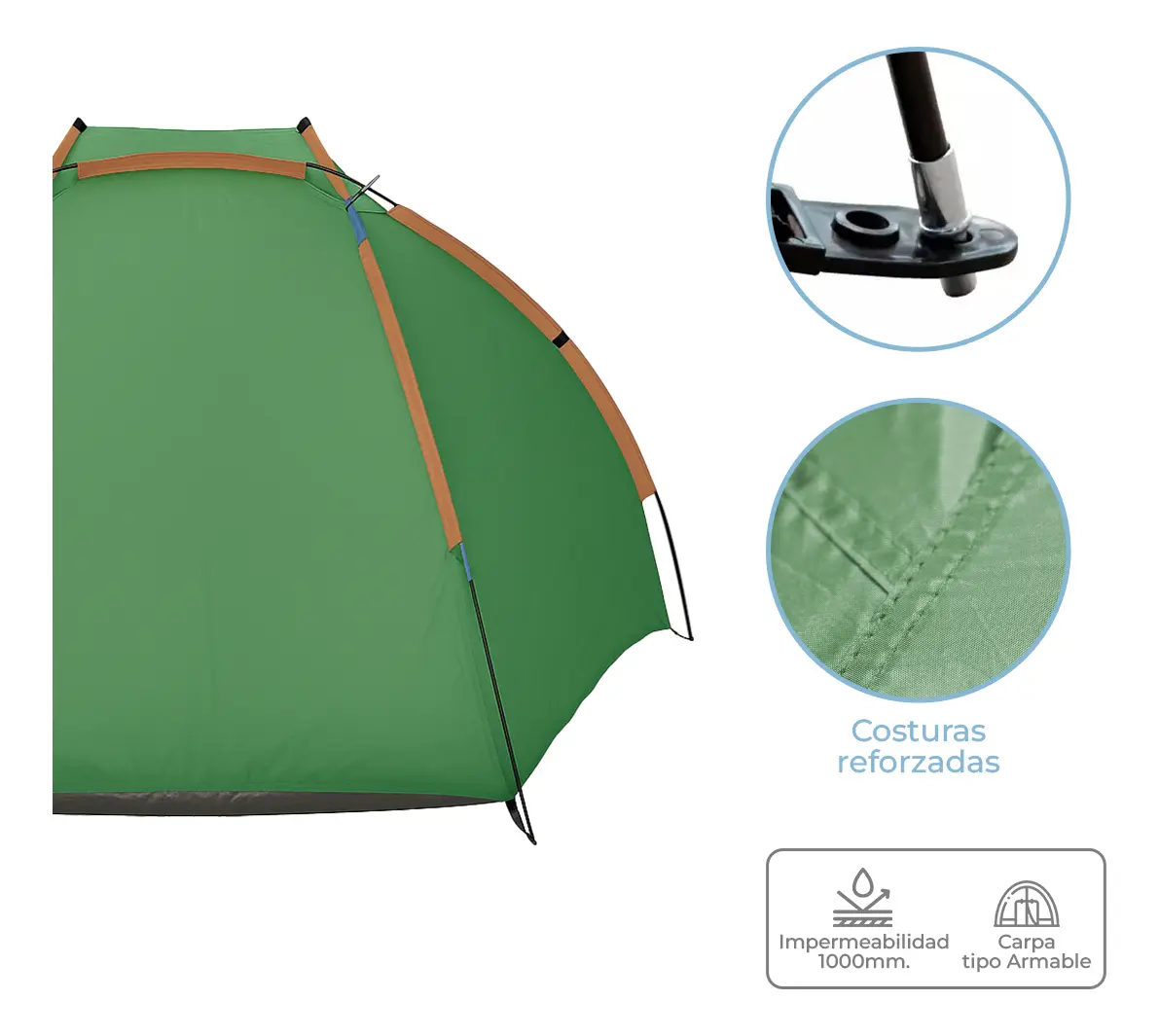 Carpa Para 2 Personas Dakota Ca02 Impermeable Playa Fácil Armado Color Verde