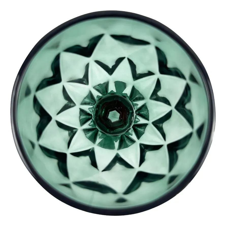 Set X6 Copas Vidrio Tallado Dakota Elegante Vintage Color Verde Oscuro