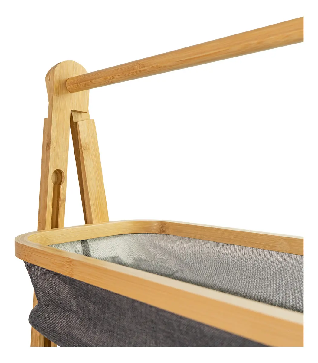Organizador Dakota 3 Niveles Con Canastos De Tela Estructura De Bambú Mueble Práctico
