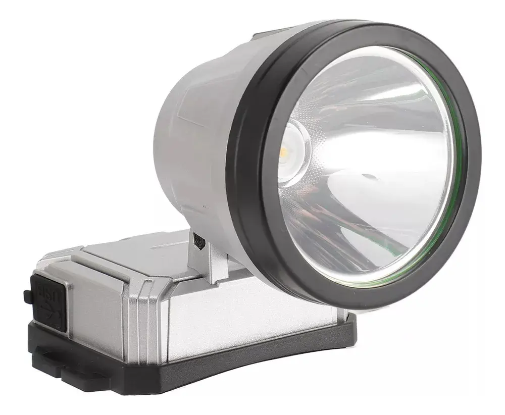 Linterna Minero Dakota Luz Led Cabeza Vincha Batería Recargable Usb Color Gris Blanco