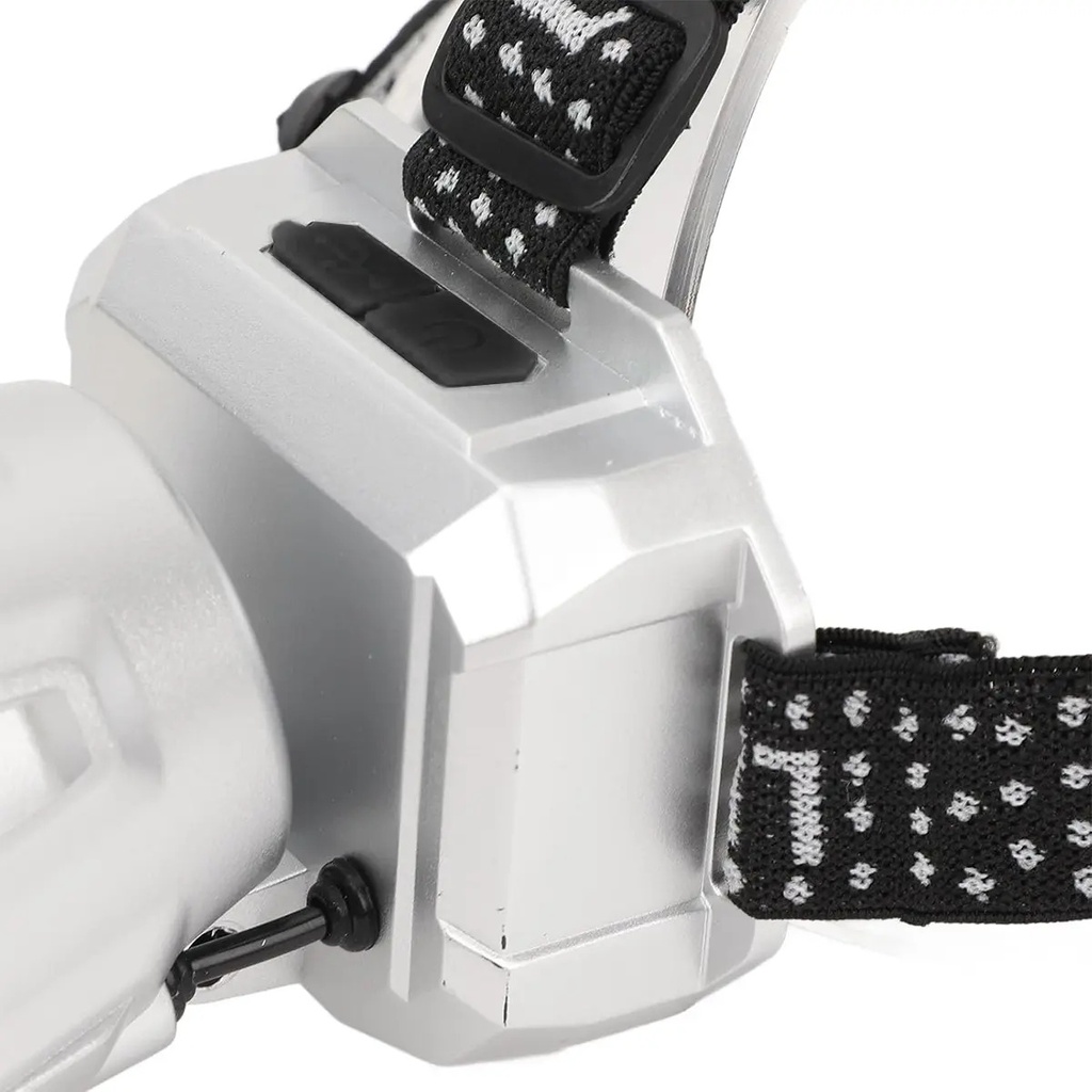 Linterna Minero Dakota Luz Led Cabeza Vincha Batería Recargable Usb Color Gris Blanco