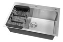Combo Bacha De Cocina Dakota Acero Inoxidable Con Accesorios + Grifería De Baño Monocomando Negra Plateado 1