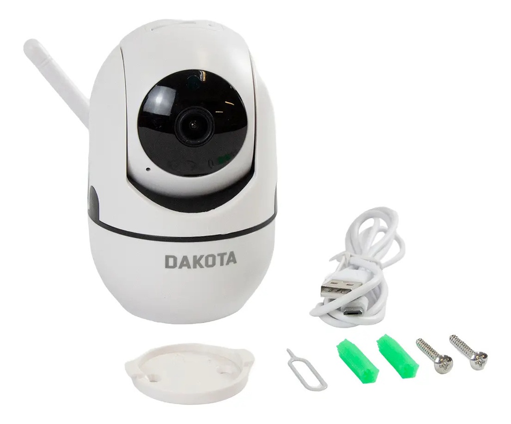 Combo 2 Cámaras Seguridad Ip Wifi Dakota 1080p Visión Nocturna Interior Con Fuente Transformador De Regalo Blanco