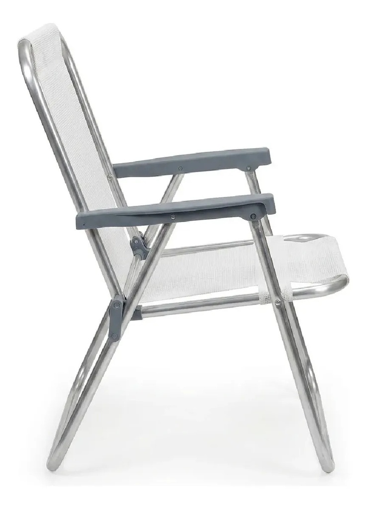 Combo X2 Silla Alta Plegable Dakota Aluminio 1 Pos. Playa Camping Color Blanco Blanco X2