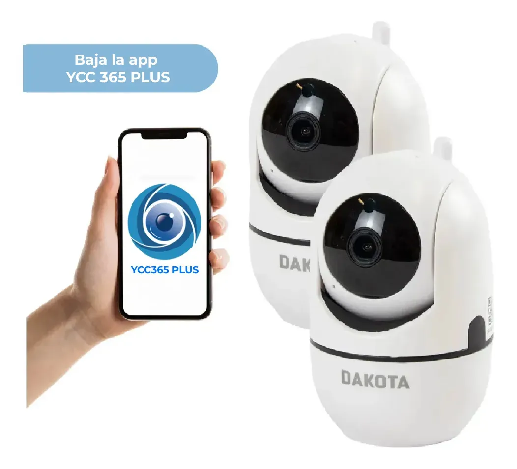 Combo 2 Cámaras Seguridad Ip Wifi Dakota 1080p Visión Nocturna Interior Con Fuente Transformador De Regalo Blanco