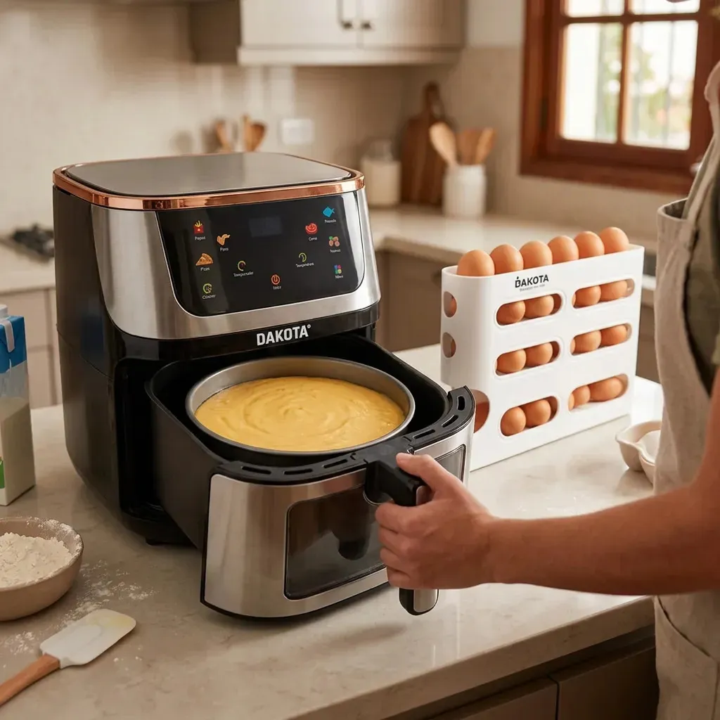 Combo Freidora De Aire Dakota 8l Digital 1800w + Organizador De Huevos 4 Niveles