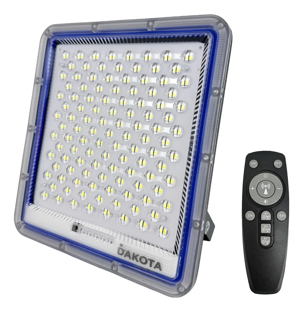 Reflector Solar Multiled Led 100w Dakota Con Panel Solar Y Control Remoto Gris Oscuro Blanco Frío