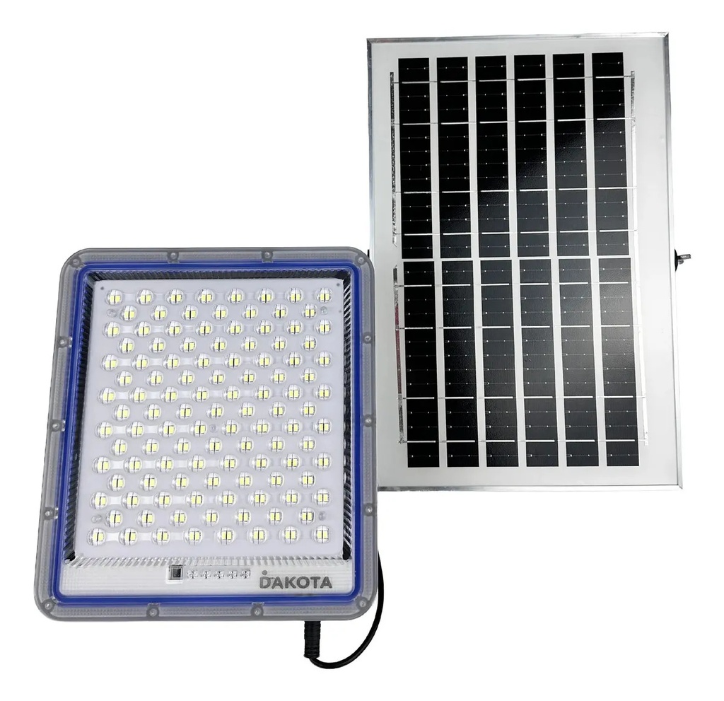 Reflector Solar Multiled Led 100w Dakota Con Panel Solar Y Control Remoto Gris Oscuro Blanco Frío